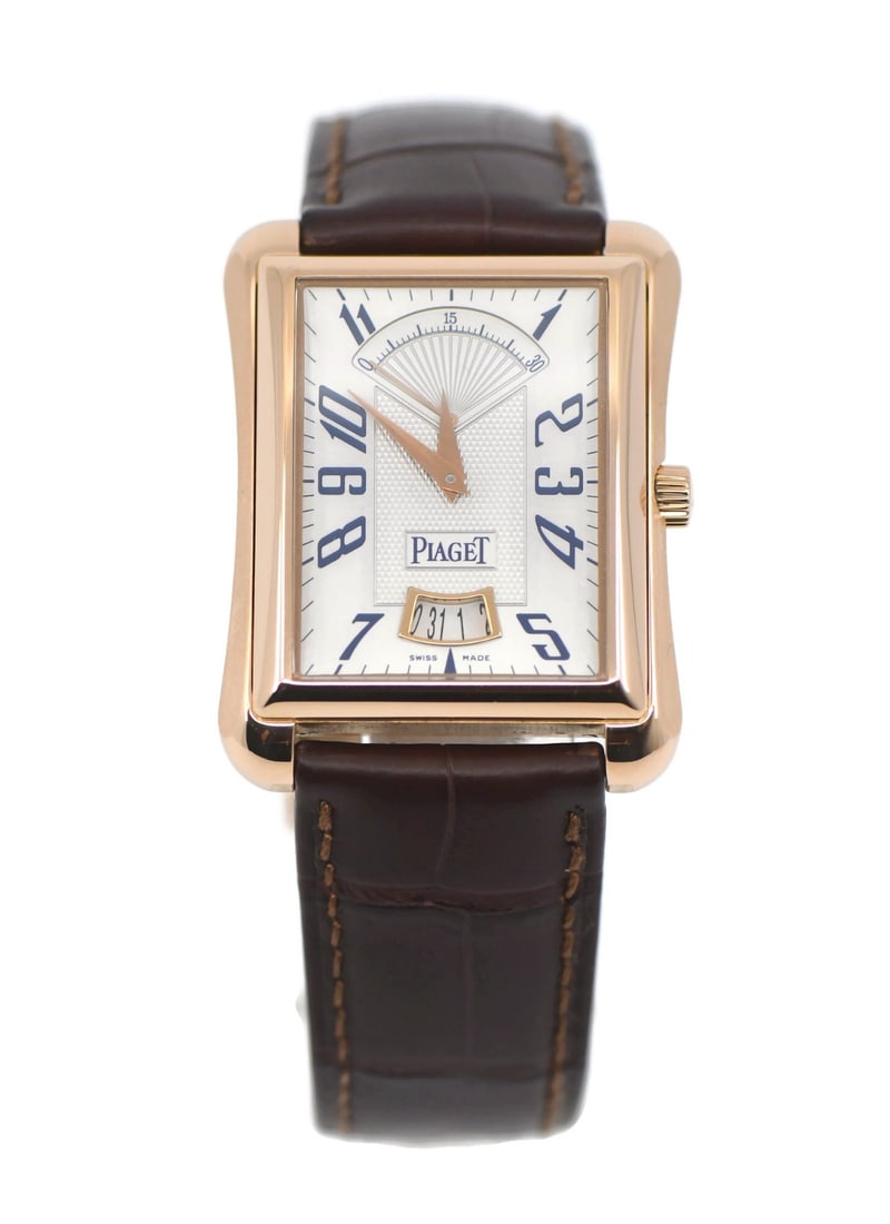Piaget Emperador mens automatic wristwatch 18K rose gold P10109: Piaget Emperador mens automatic wristwatch 18K rose gold P10109 Pre-owned Piaget Emperador men's wristwatch with automatic mechanical movement and analog display. This watch features a silver dial pai
