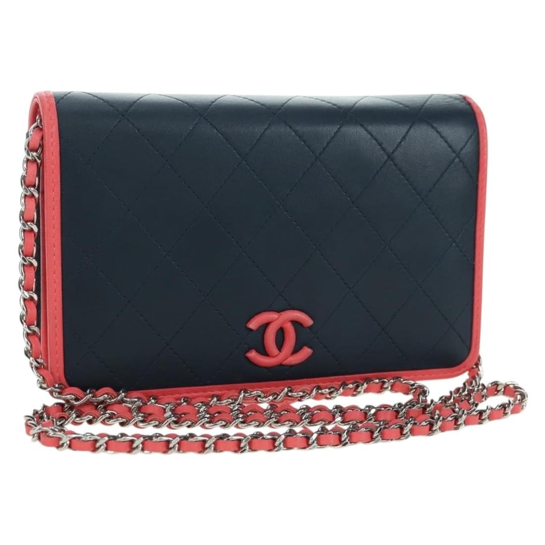 CHANEL Matelasse Lamb Skin Shoulder Bag Navy Gold Tone CC: CHANEL Matelasse Lamb Skin Shoulder Bag Navy Gold Tone CC Chanel Matelasse chain shoulder bag in navy lamb skin with gold-tone CC detailing. Made in Italy, this women's shoulder bag includes only the 