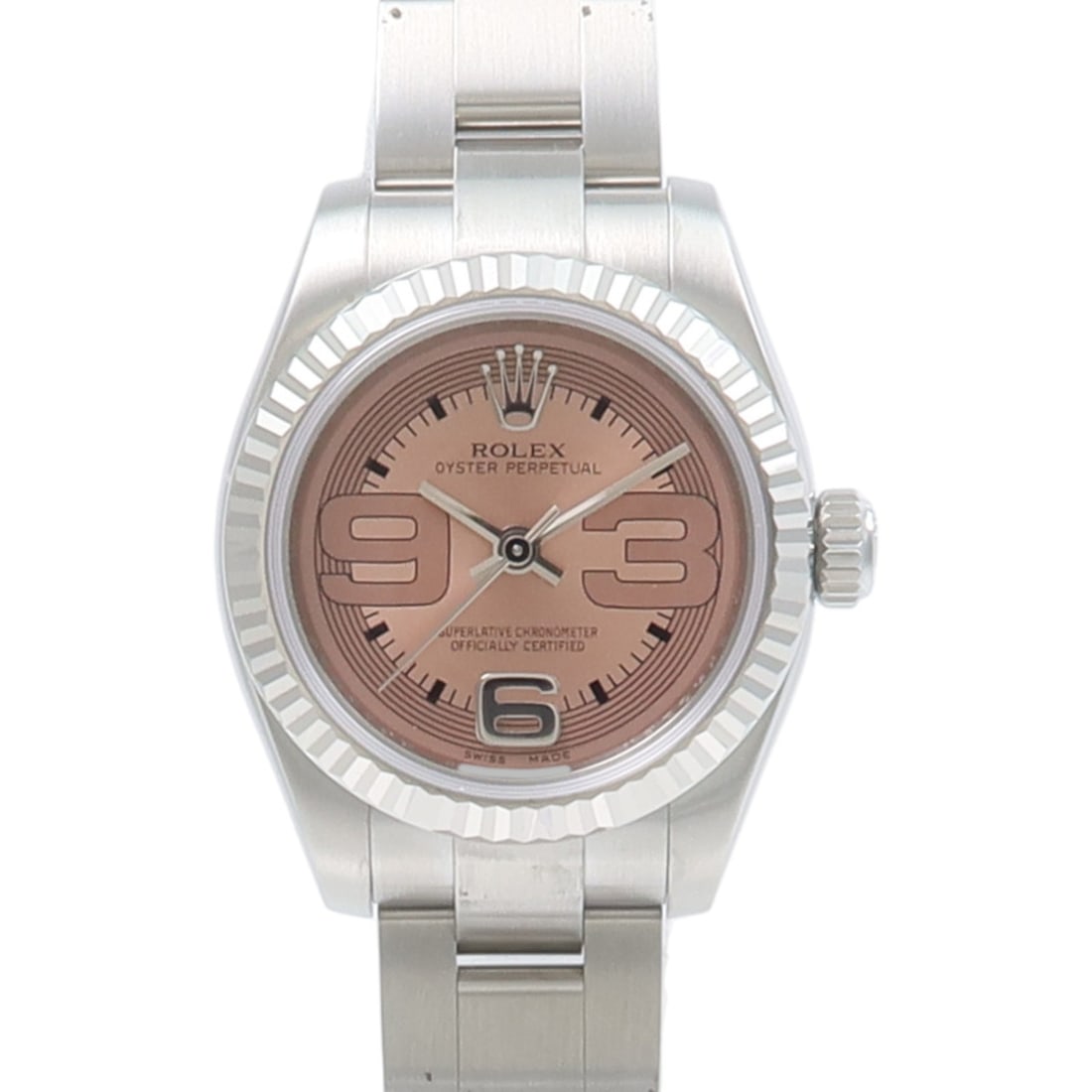 Rolex 176234 Oyster Perpetual ladies automatic stainless steel pink dial watch: Rolex 176234 Oyster Perpetual ladies automatic stainless steel pink dial watch Rolex Oyster Perpetual 176234 women's automatic wristwatch with a pink dial and stainless steel case and bracelet. This S