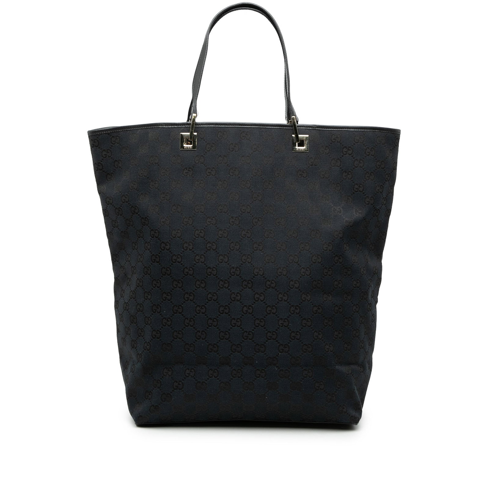 Blue Canvas Tote Bag Gucci GG with Leather Trim: Blue Canvas Tote Bag Gucci GG with Leather Trim Gucci GG Canvas Tote in blue with leather trim and flat leather handles. This open-top tote includes an interior zip pocket and is made in Italy. Condit
