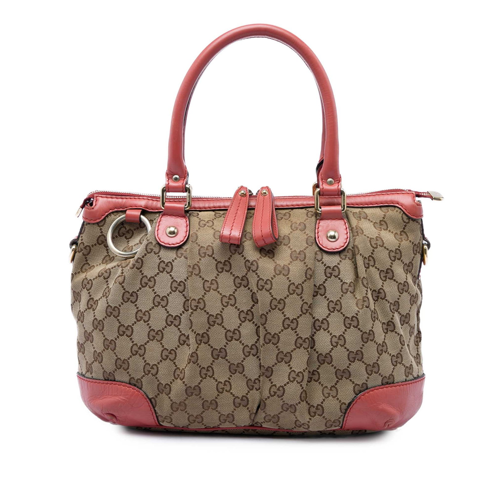 Gucci Sukey GG Canvas Satchel Beige Leather Trim: Gucci Sukey GG Canvas Satchel Beige Leather Trim Gucci GG Canvas Sukey Satchel in beige canvas with leather trim and rolled leather handles. The bag features a top zip closure and an interior zip pock