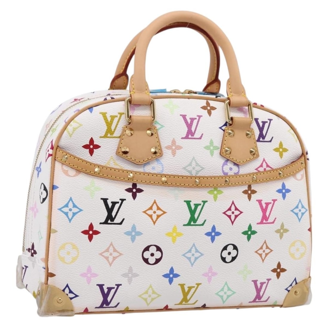 Louis Vuitton M92663 Trouville White Monogram Multicolor Handbag: Louis Vuitton M92663 Trouville White Monogram Multicolor Handbag Louis Vuitton Trouville handbag in white Monogram Multicolor canvas. Made in France, this women's handbag includes a dust bag and item 