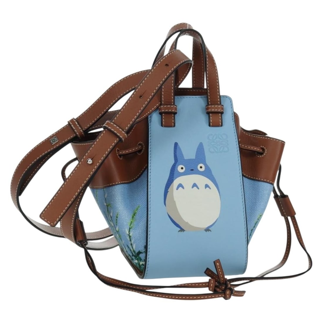 LOEWE Totoro Hammock Draw Sling Medium Canvas Hand Bag Light Blue (1 of 18)