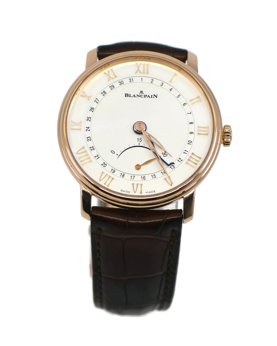 Blancpain Villeret 6653Q-3642-55B 18K Rose Gold Ultra Slim Wristwatch: Blancpain Villeret 6653Q-3642-55B 18K Rose Gold Ultra Slim Wristwatch Pre-owned Blancpain Villeret Ultra-Slim wristwatch with an elegant dress design and automatic movement. This men's watch features 