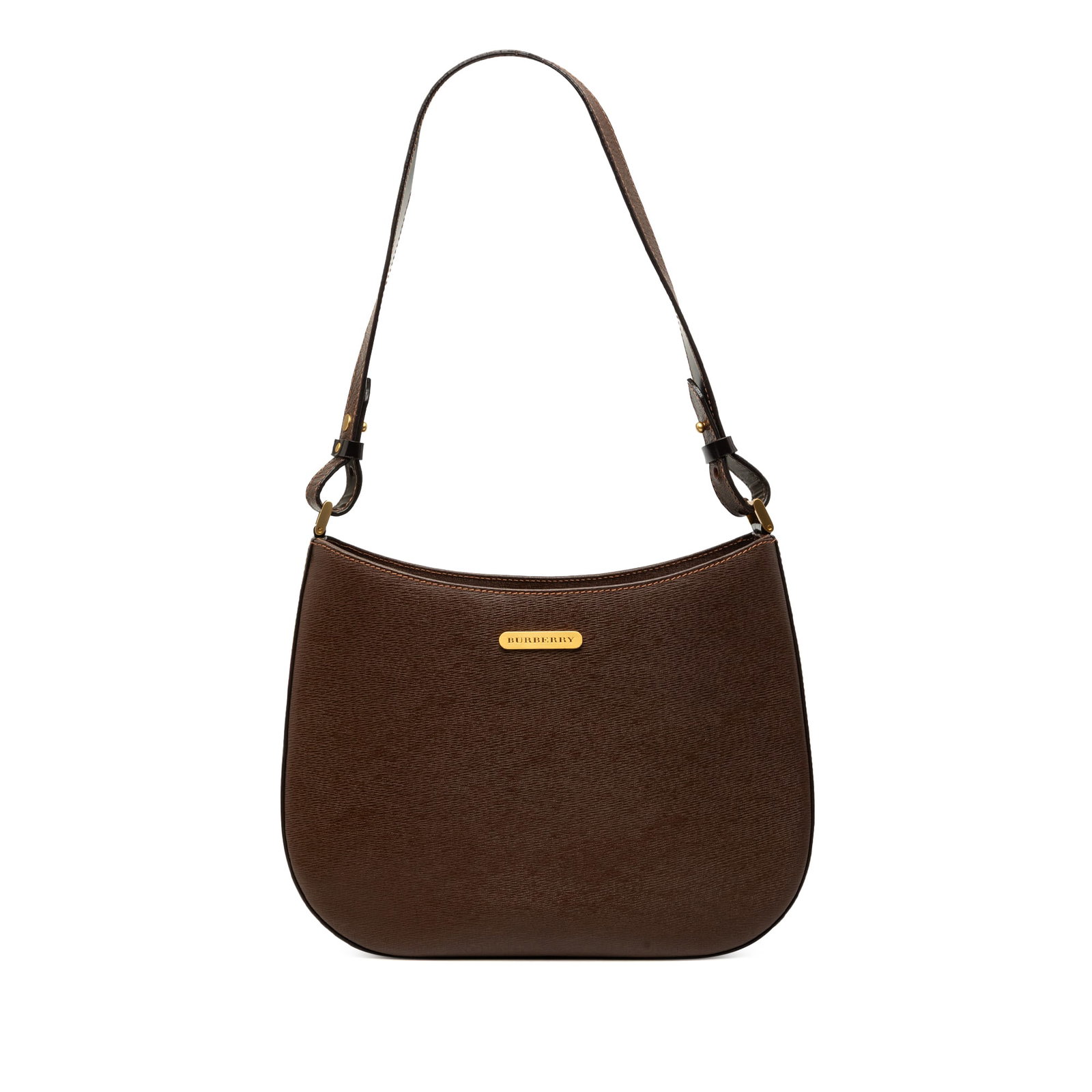 Burberry Leather Shoulder Handbag Brown Made in Italy: Burberry Leather Shoulder Handbag Brown Made in Italy Burberry leather shoulder bag in brown with a flat shoulder strap, open top, and a well-organized interior featuring a zip compartment along with 