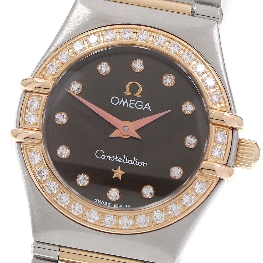 OMEGA Constellation 1360.60 Ladies Quartz Watch Diamond Bezel: OMEGA Constellation 1360.60 Ladies Quartz Watch Diamond Bezel OMEGA Constellation ladies quartz wristwatch with a brown dial and 12P diamond bezel. This watch-only offering features a stainless steel 
