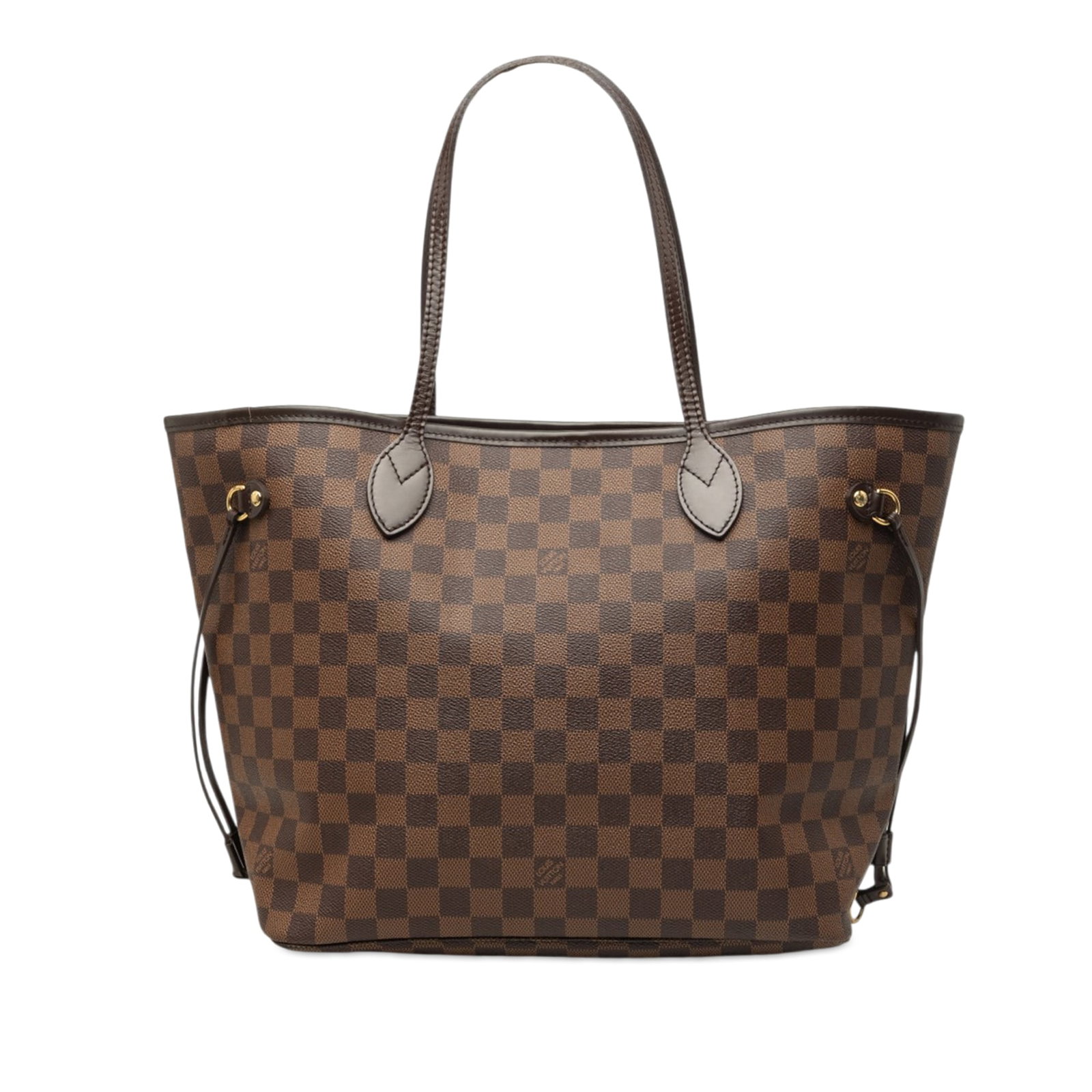 Louis Vuitton Neverfull MM Damier Ebene shoulder bag: Louis Vuitton Neverfull MM Damier Ebene shoulder bag The Louis Vuitton Damier Ebene Neverfull MM is a brown tote bag with the brand's Damier Ebene canvas body, leather trim, flat leather shoulder stra