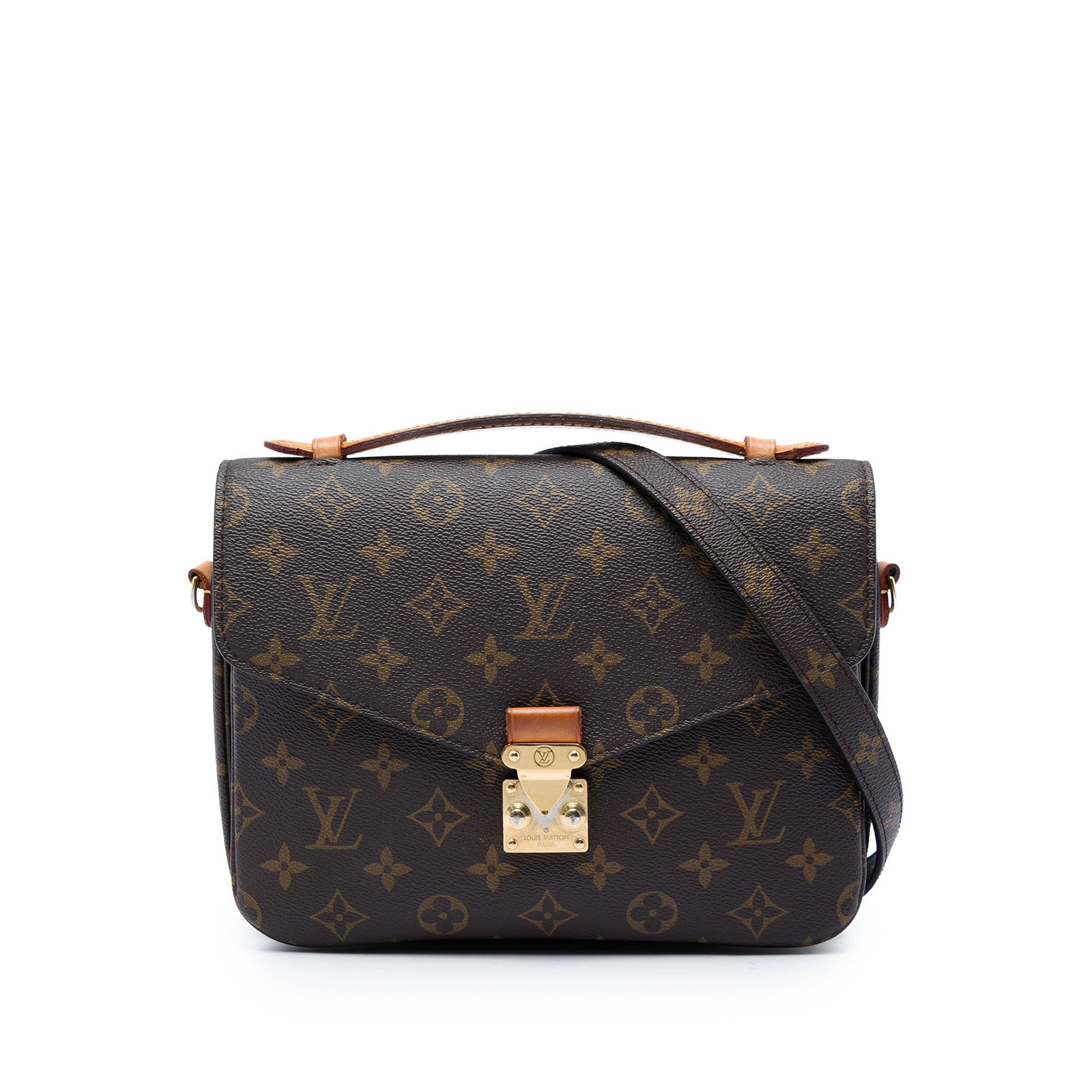 Louis Vuitton Pochette Metis Monogram Canvas Shoulder Bag: Louis Vuitton Pochette Metis Monogram Canvas Shoulder Bag Louis Vuitton Monogram Pochette Metis shoulder bag crafted with a monogram canvas body, a flat vachetta leather top handle, and a detachable f