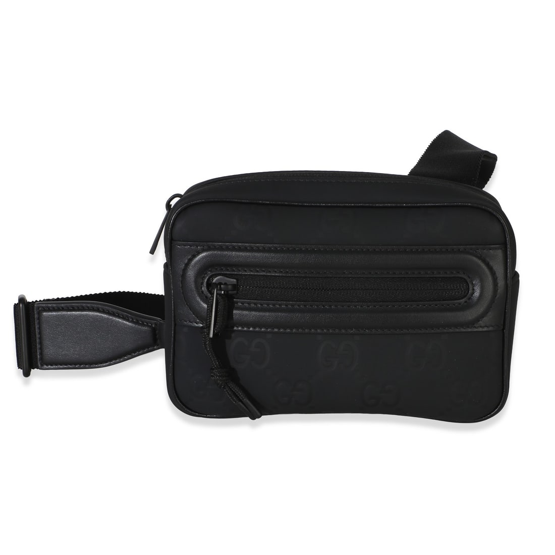 Gucci Mini Slingbag Black Rubber GG Effect Crossbody (1 of 8)