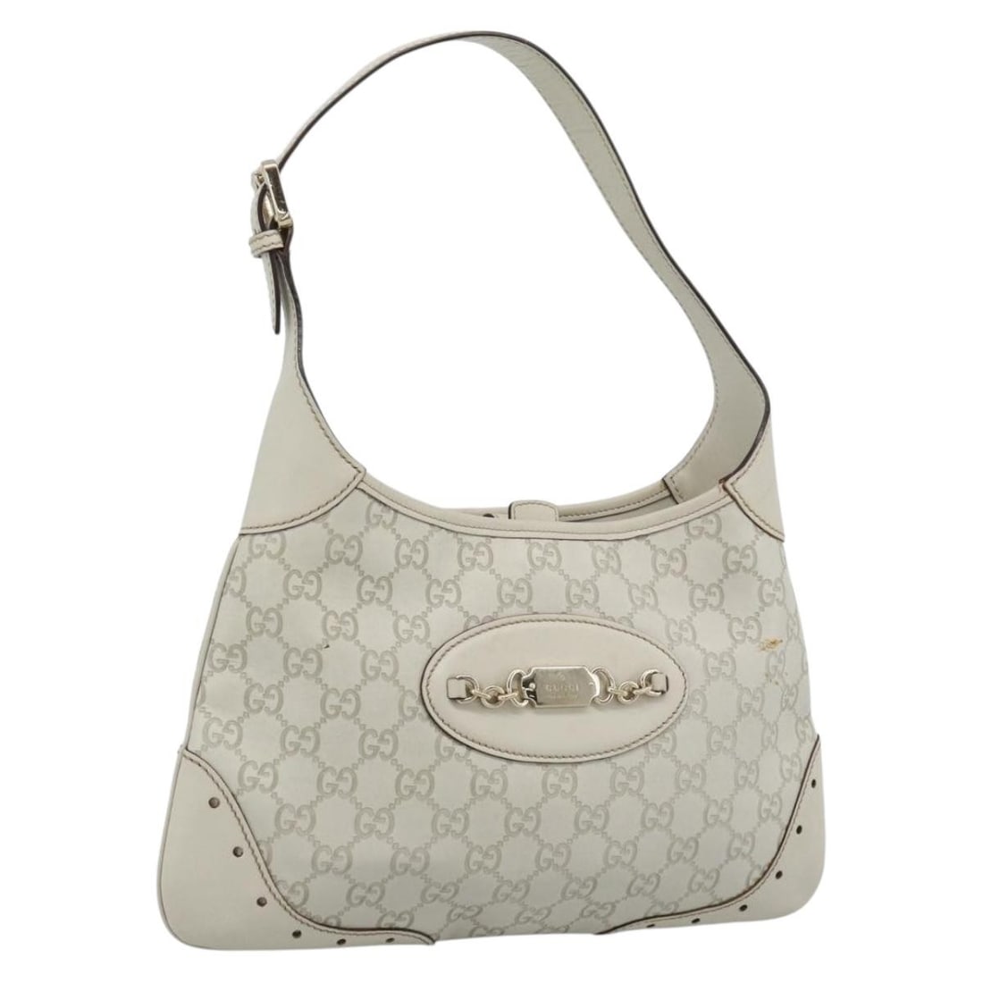 GUCCI 145778 Guccissima Leather Shoulder Bag Ivory Gold Tone: GUCCI 145778 Guccissima Leather Shoulder Bag Ivory Gold Tone Gucci Guccissima GG shoulder bag in ivory leather with gold-tone accents. Made in Italy, this women's bag features a structured shoulder si