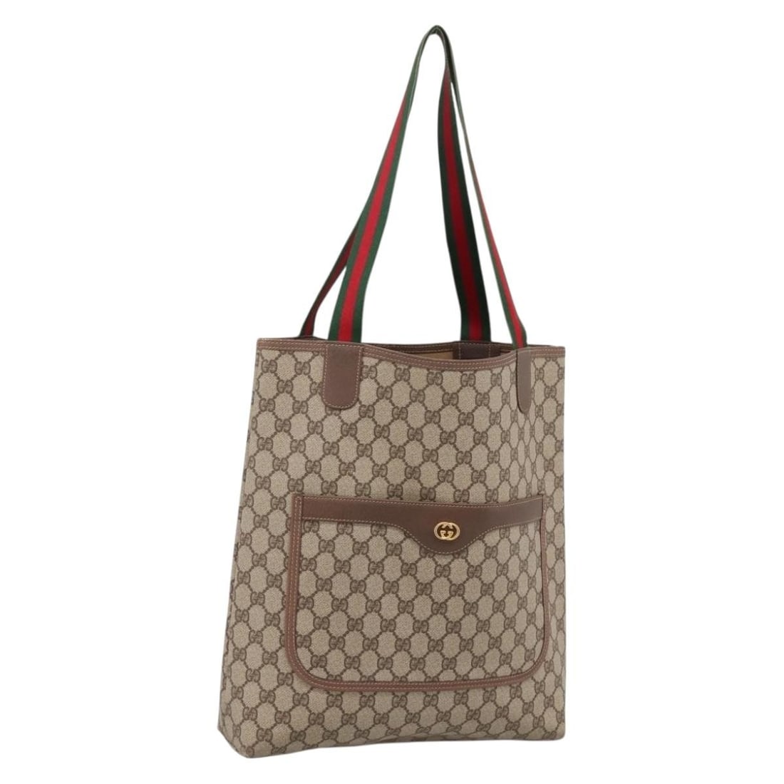 GUCCI Sherry Line GG Supreme PVC Leather Tote Bag Beige Gold: GUCCI Sherry Line GG Supreme PVC Leather Tote Bag Beige Gold Gucci GG Supreme Web Sherry Line tote bag in beige and gold PVC leather with GG canvas. Made in Italy, this women's tote features a classic