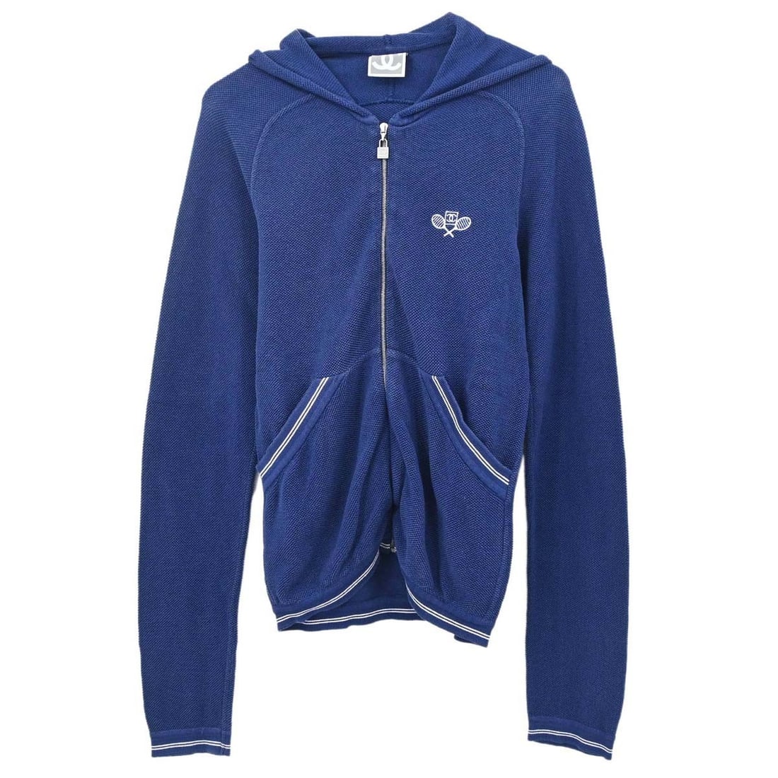 CHANEL Sport Line hooded zip jacket navy women size 38 05P (1 of 16)
