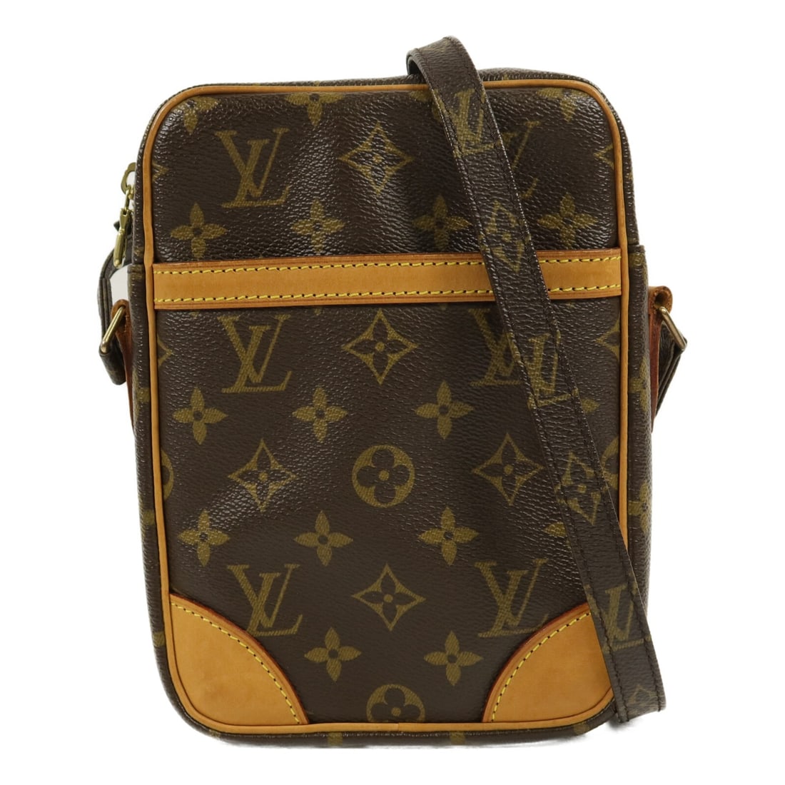 Louis Vuitton Danube M45266 Monogram Shoulder Bag Brown: Louis Vuitton Danube M45266 Monogram Shoulder Bag Brown Louis Vuitton Danube shoulder bag in brown Monogram PVC coated canvas with gold-tone hardware. This women's bag features a slim profile with an 