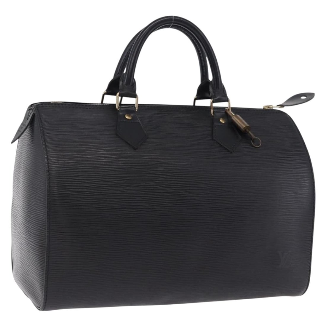 Louis Vuitton M43002 Speedy 30 Epi Leather Handbag Noir Black: Louis Vuitton M43002 Speedy 30 Epi Leather Handbag Noir Black Louis Vuitton Speedy 30 handbag in noir black Epi leather. Made in France, this women's bag includes a dust bag, padlock, and one key. Con