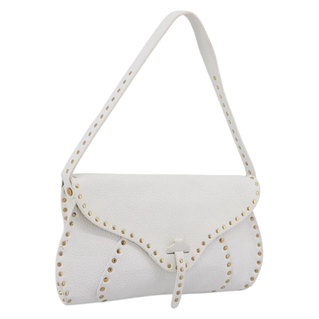 CELINE Leather Shoulder Bag in Gold and White Made in Italy: CELINE Leather Shoulder Bag in Gold and White Made in Italy Authentic CELINE shoulder bag in gold and white leather. This women's bag is made in Italy and features a compact silhouette with a shoulder