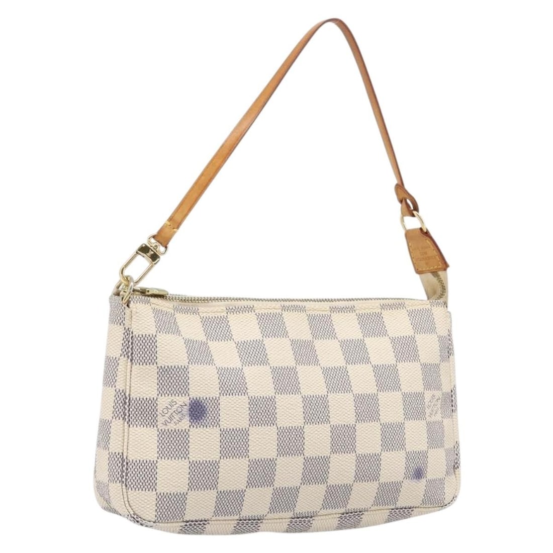LOUIS VUITTON N41207 Pochette Accessoires Damier Azur Canvas Pouch: LOUIS VUITTON N41207 Pochette Accessoires Damier Azur Canvas Pouch Louis Vuitton Damier Azur Pochette Accessoires pouch in Damier Azur canvas, made in Spain. This women's accessory pouch is offered wi