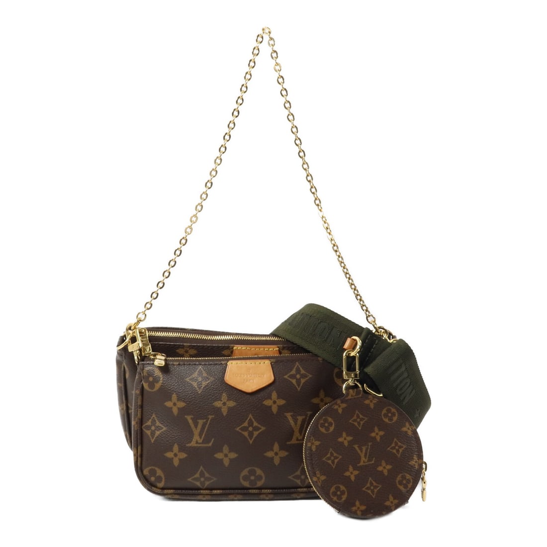 Louis Vuitton M44813 Multi Pochette Accessoires 2way Shoulder Bag Monogram: Louis Vuitton M44813 Multi Pochette Accessoires 2way Shoulder Bag Monogram Louis Vuitton Multi Pochette Accessoires shoulder bag, model M44813, in Monogram PVC coated canvas with a brown and green col