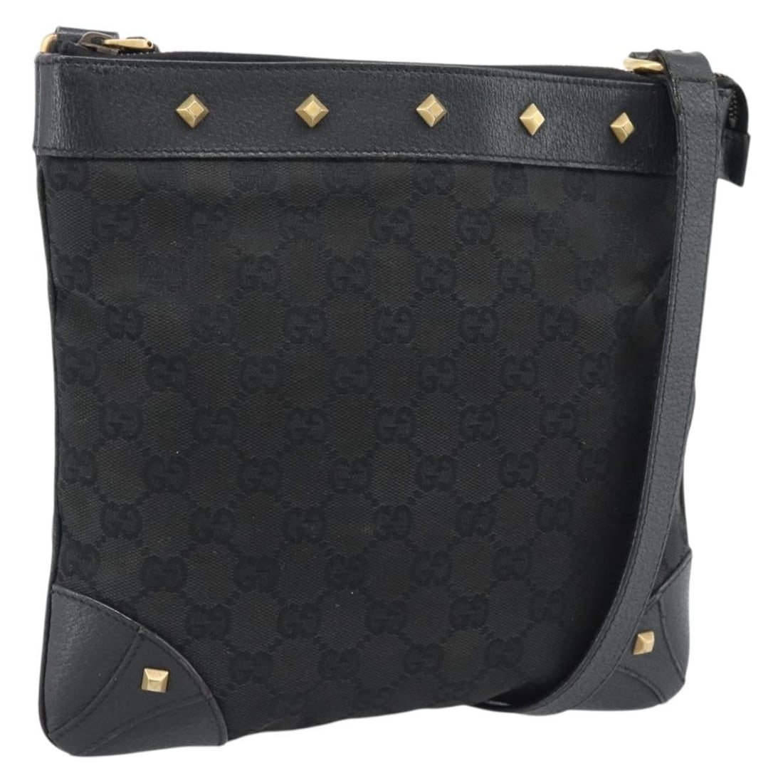 Gucci 120893 GG Canvas Shoulder Bag Black Gold Tone: Gucci 120893 GG Canvas Shoulder Bag Black Gold Tone Authentic Gucci shoulder bag in black GG canvas with gold-tone accents. This women's bag is made in Italy and features a compact shoulder silhouette
