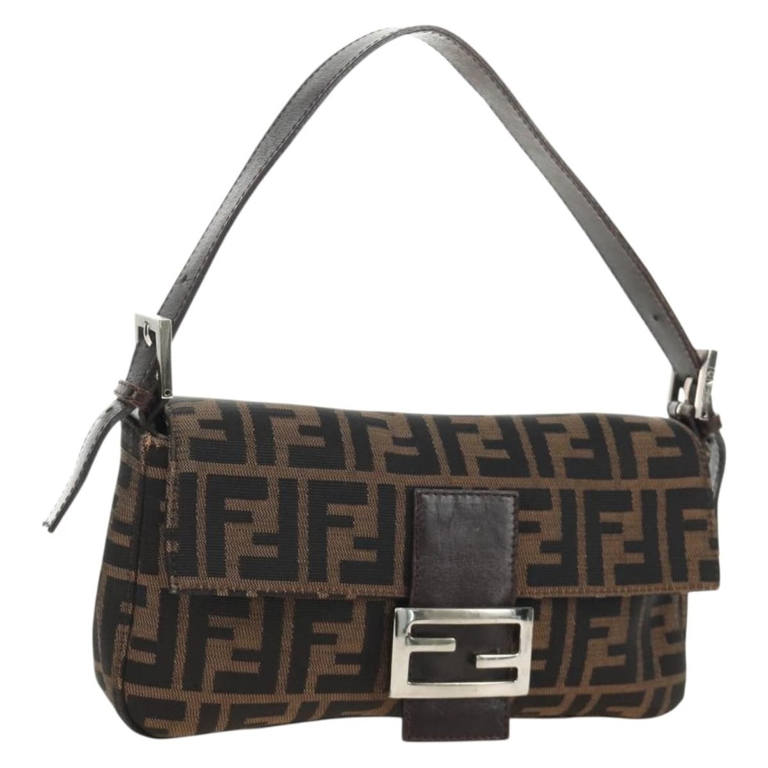 FENDI Mamma Baguette Shoulder Bag Zucca Canvas Black Brown (1 of 18)