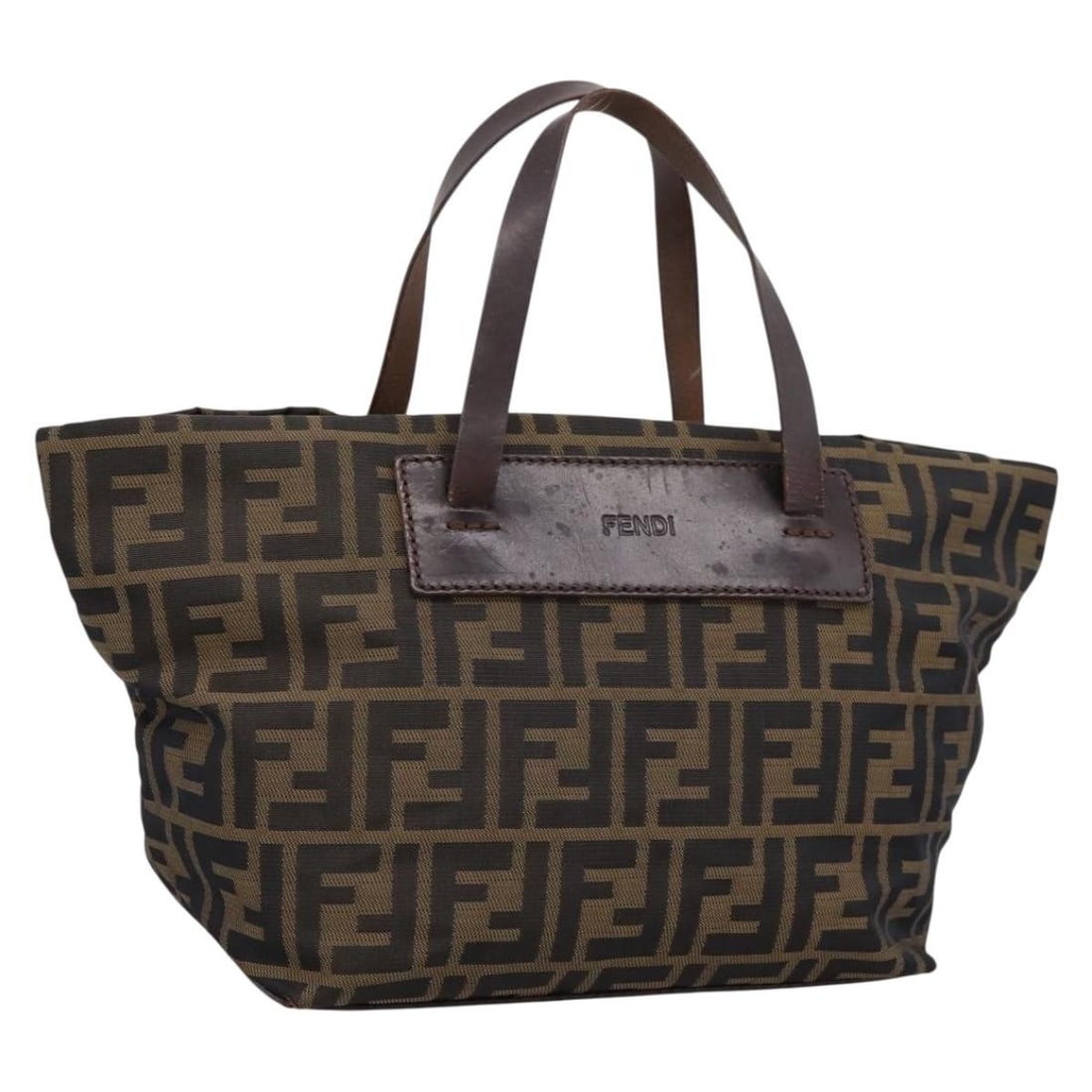 FENDI Zucca Canvas Hand Bag in Black Brown Italy: FENDI Zucca Canvas Hand Bag in Black Brown Italy Authentic FENDI handbag in black and brown Zucca canvas, made in Italy. This women's bag has a structured top-handle silhouette and is offered without 