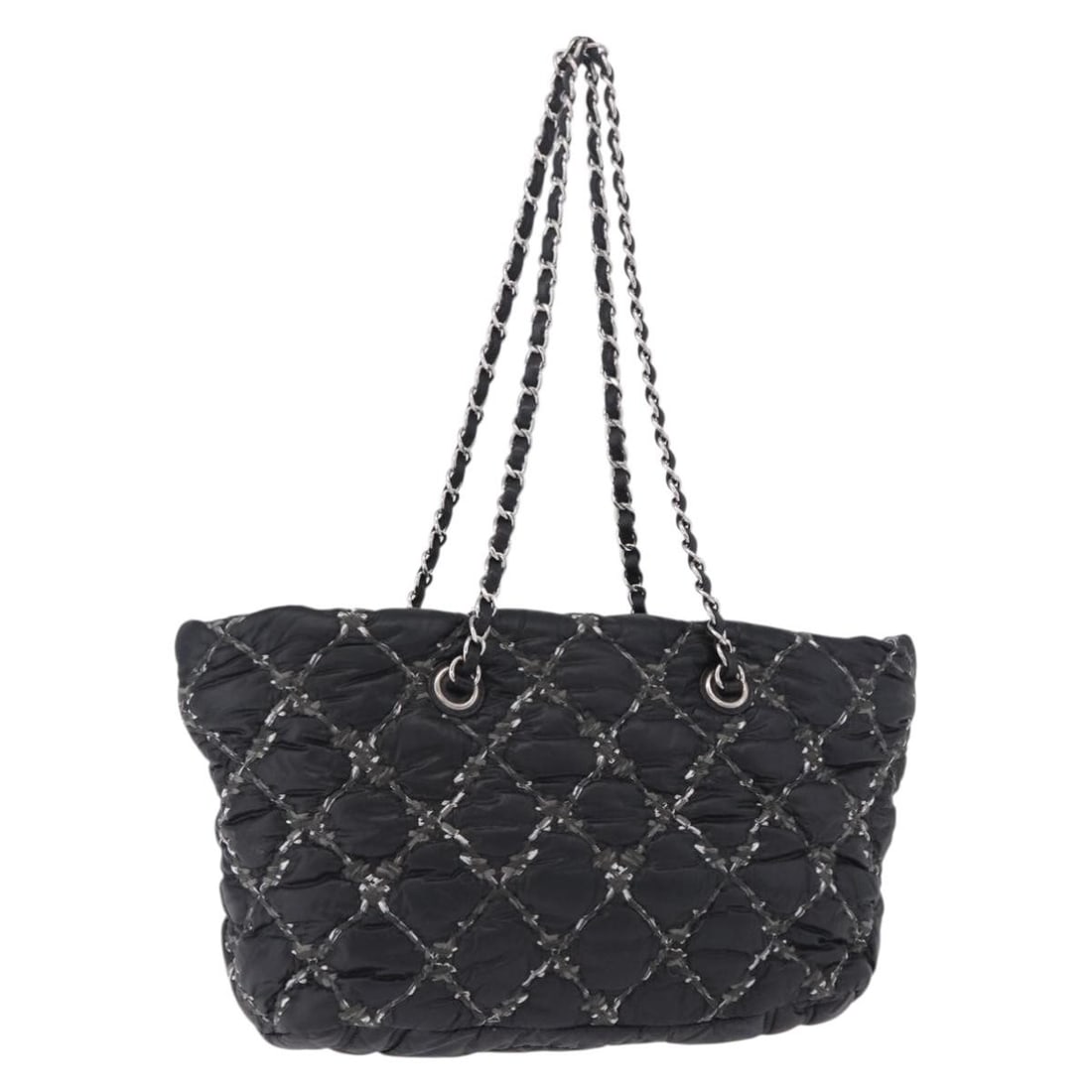 CHANEL Paris Byzantine Nylon Shoulder Bag Black Silver CC (1 of 18)