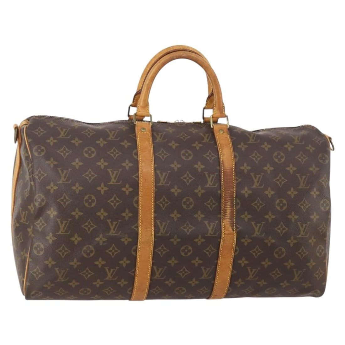 Louis Vuitton M41416 Keepall Bandouliere 50 Monogram Boston Bag: Louis Vuitton M41416 Keepall Bandouliere 50 Monogram Boston Bag Authentic Louis Vuitton Keepall Bandouliere 50 Boston bag in Monogram canvas, made in France. This heavily used piece shows noticeable w