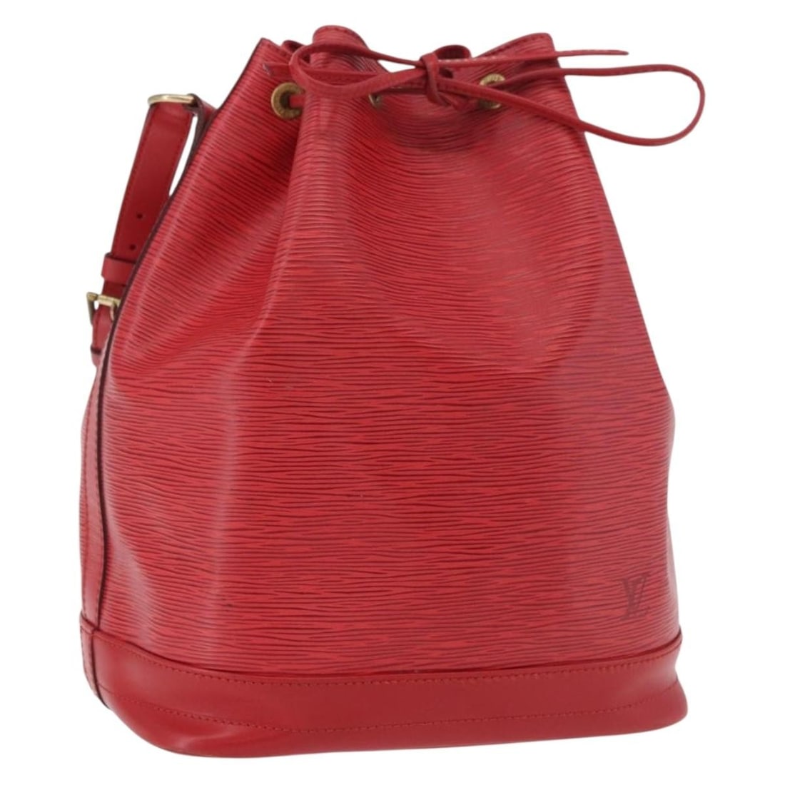 Louis Vuitton M44007 Epi Noe Red Leather Shoulder Bag: Louis Vuitton M44007 Epi Noe Red Leather Shoulder Bag Louis Vuitton Noe shoulder bag in red Epi leather. This women's bag is made in France and features the classic bucket-style silhouette with an adj