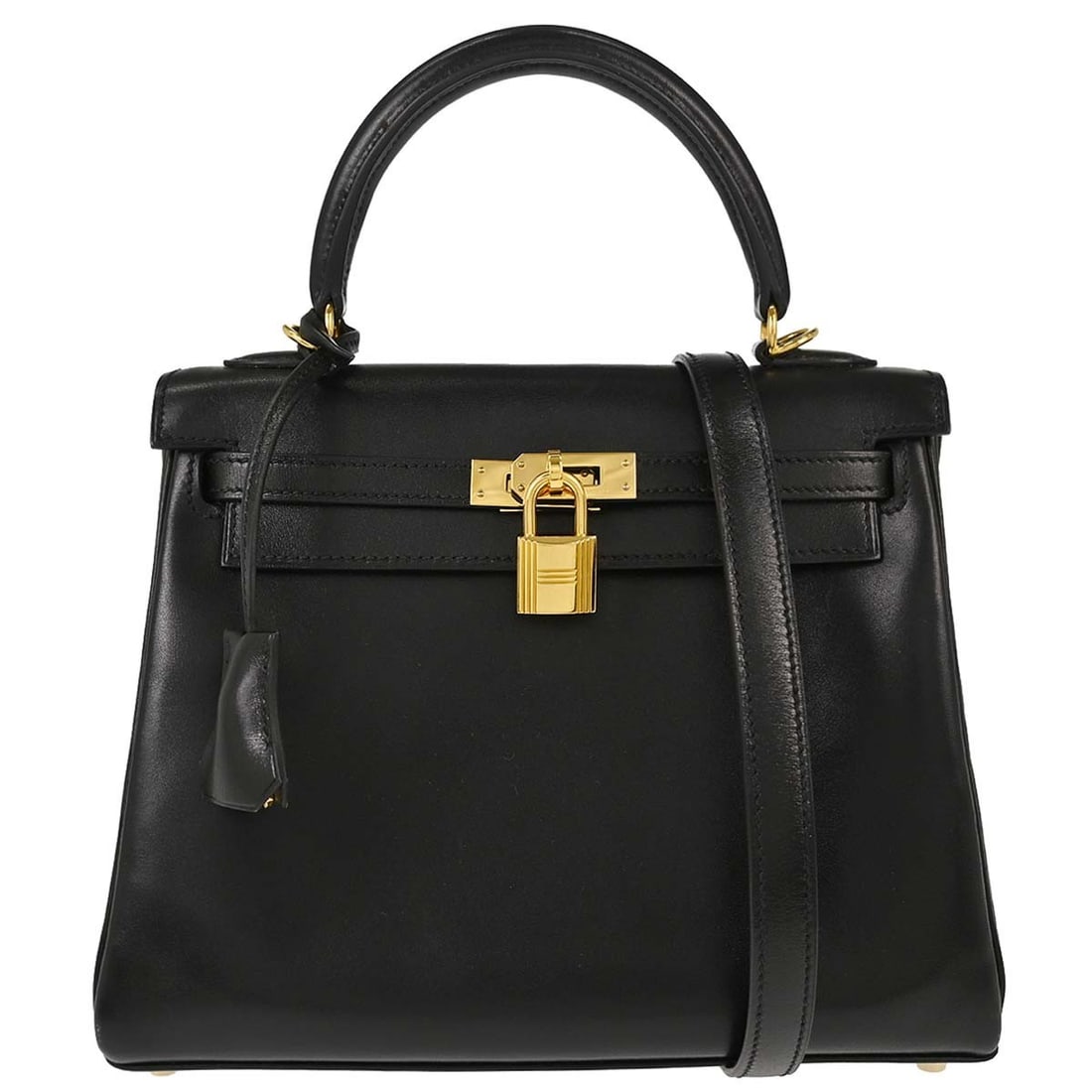 HERMES Kelly 25 Retourne black Box Calf top handle bag with strap (1 of 16)
