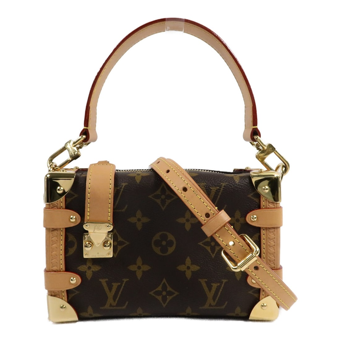 Louis Vuitton Side Trunk PM M46815 Monogram 2way Bag: Louis Vuitton Side Trunk PM M46815 Monogram 2way Bag Louis Vuitton Side Trunk PM M46815 2-way shoulder bag in brown Monogram PVC coated canvas. This women's bag features a structured trunk-inspired si