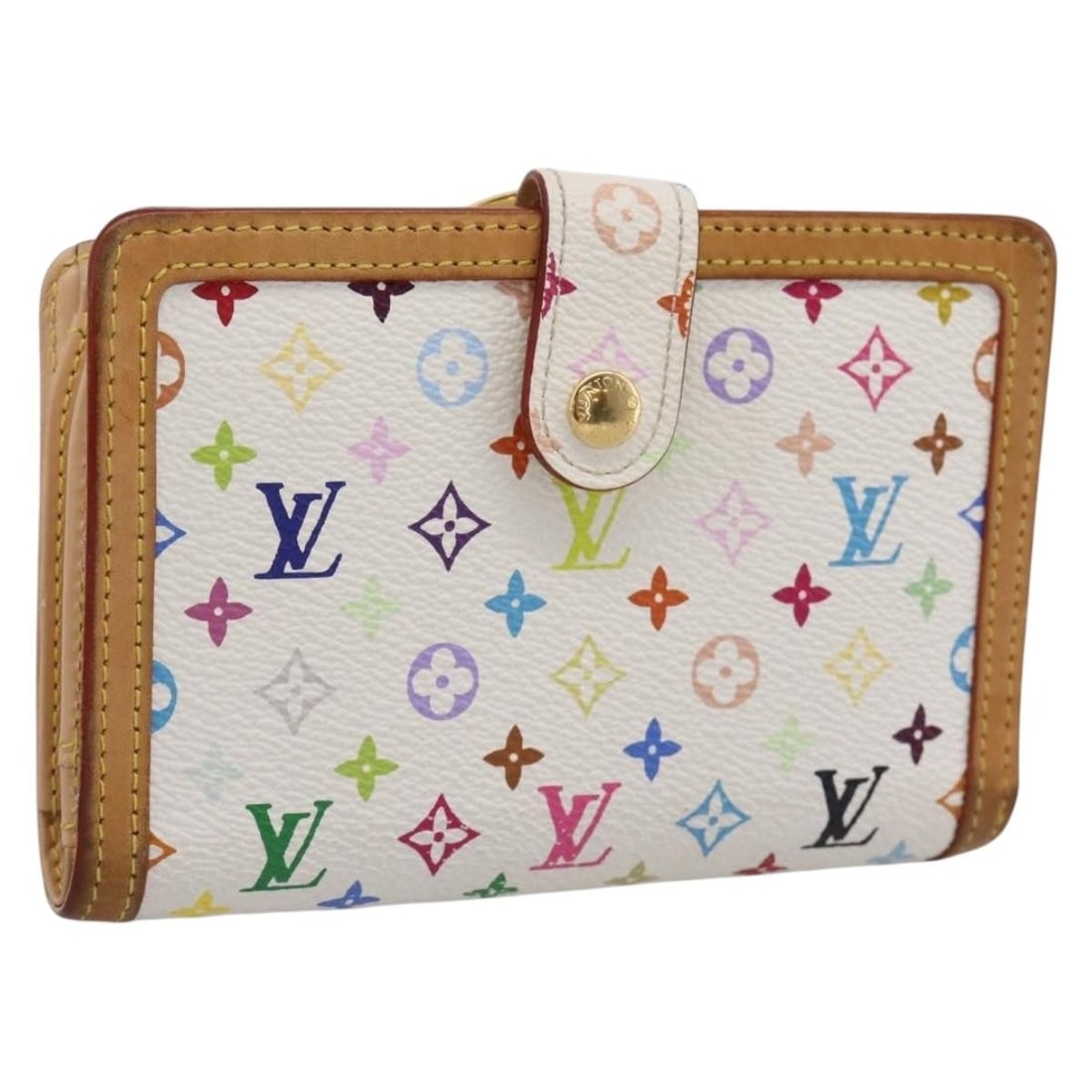 Louis Vuitton M92987 Porte Monnaie Viennois White Multicolor Canvas Wallet: Louis Vuitton M92987 Porte Monnaie Viennois White Multicolor Canvas Wallet Louis Vuitton Porte Monnaie Viennois wallet in white Monogram Multicolor canvas. This women's wallet includes a dust bag and 