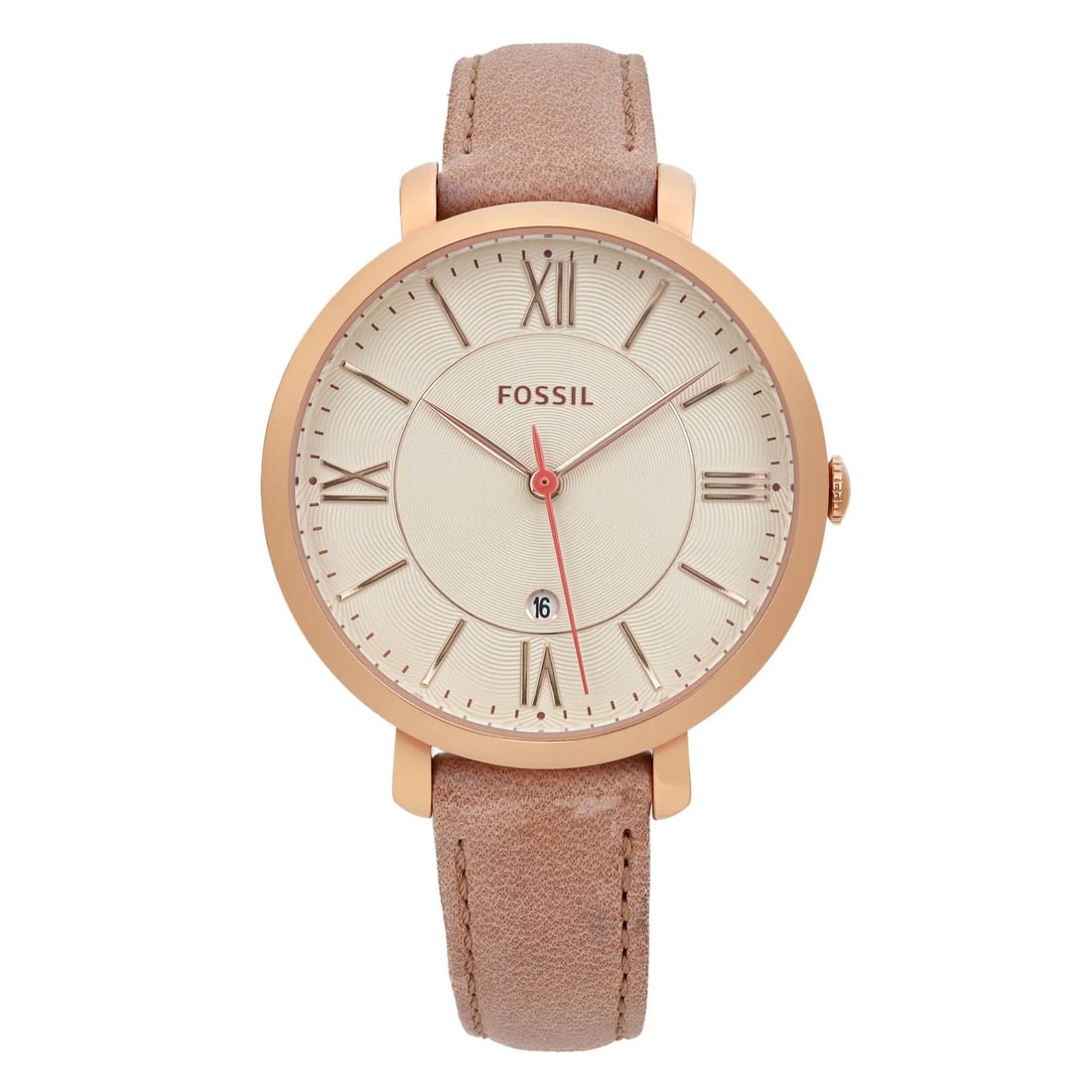 Fossil Jacqueline womens quartz wristwatch 36mm cream dial leather strap (1 of 4)