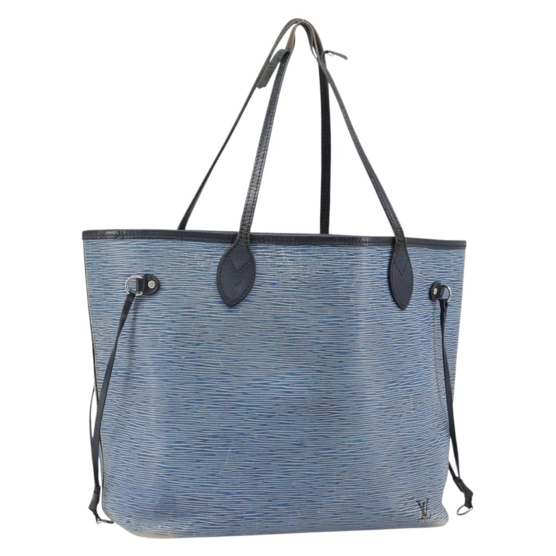 Louis Vuitton Neverfull MM Blue Epi Leather Tote M51053: Louis Vuitton Neverfull MM Blue Epi Leather Tote M51053 Louis Vuitton Neverfull MM tote bag in blue Epi leather. This women's tote was made in Spain and includes the bag only; no item box or dust bag 
