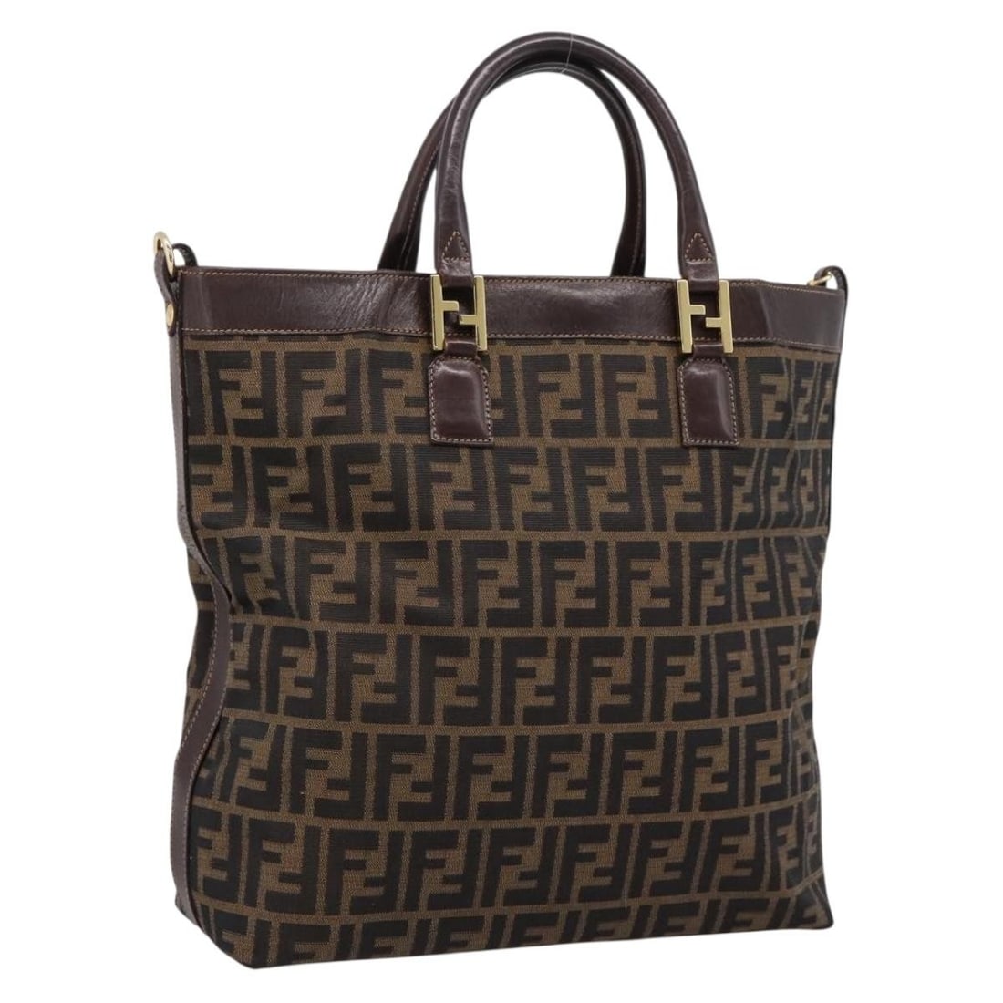 FENDI Zucca Canvas Tote Handbag in Black Brown: FENDI Zucca Canvas Tote Handbag in Black Brown Authentic FENDI handbag in black and brown Zucca canvas. This women's bag is made in Italy and includes only the bag shown, with no item box or dust bag.