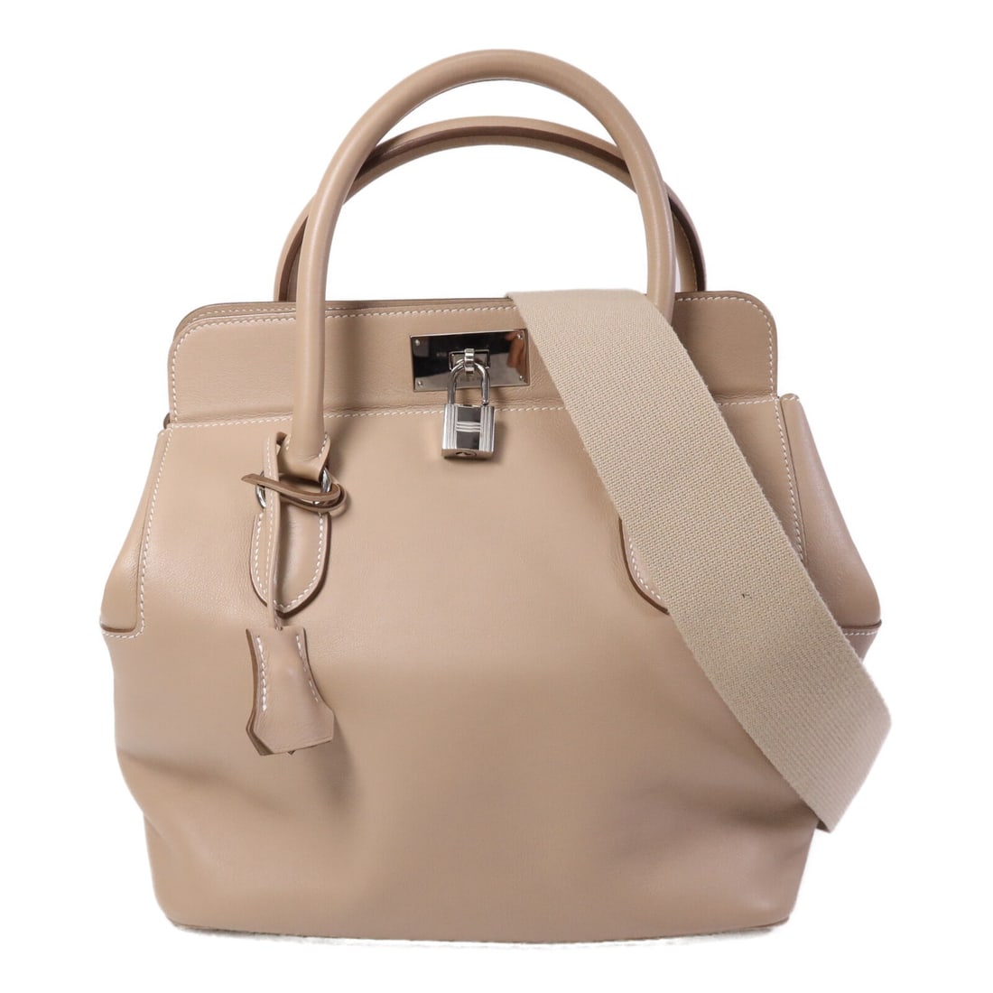 Hermes Toolbox 26 Swift Calfskin 2 Way Shoulder Bag Argile PHW (1 of 14)