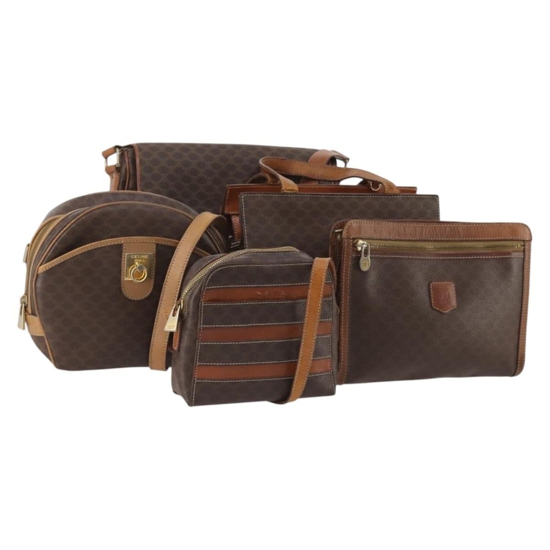 Set of 5 CELINE Macadam Brown Shoulder Bags in PVC Leather (1 of 18)