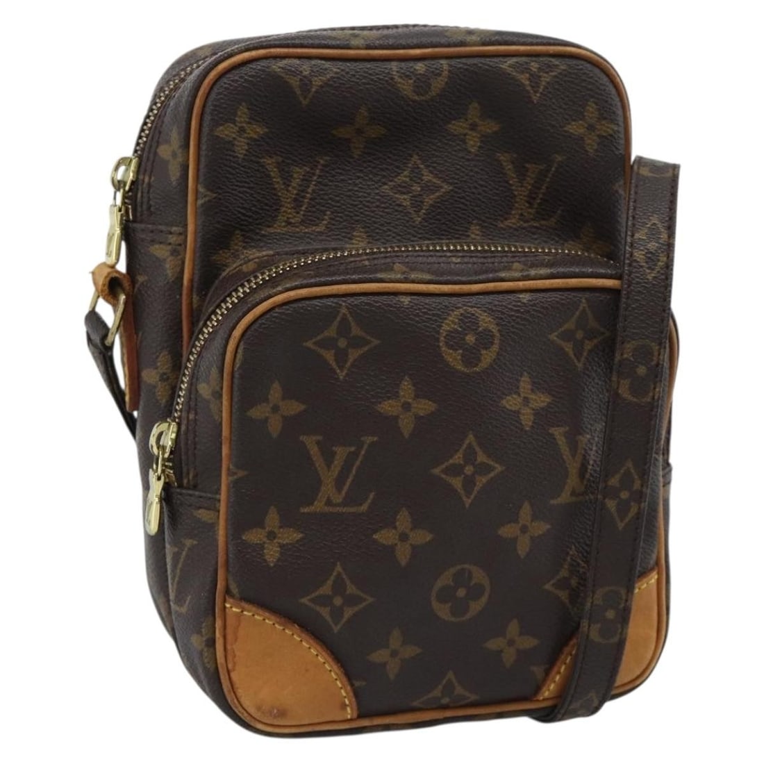 Louis Vuitton M45236 Amazon Monogram Canvas Shoulder Bag: Louis Vuitton M45236 Amazon Monogram Canvas Shoulder Bag Louis Vuitton Monogram Amazon shoulder bag in monogram canvas, made in France. This compact crossbody-style shoulder bag features an adjustable
