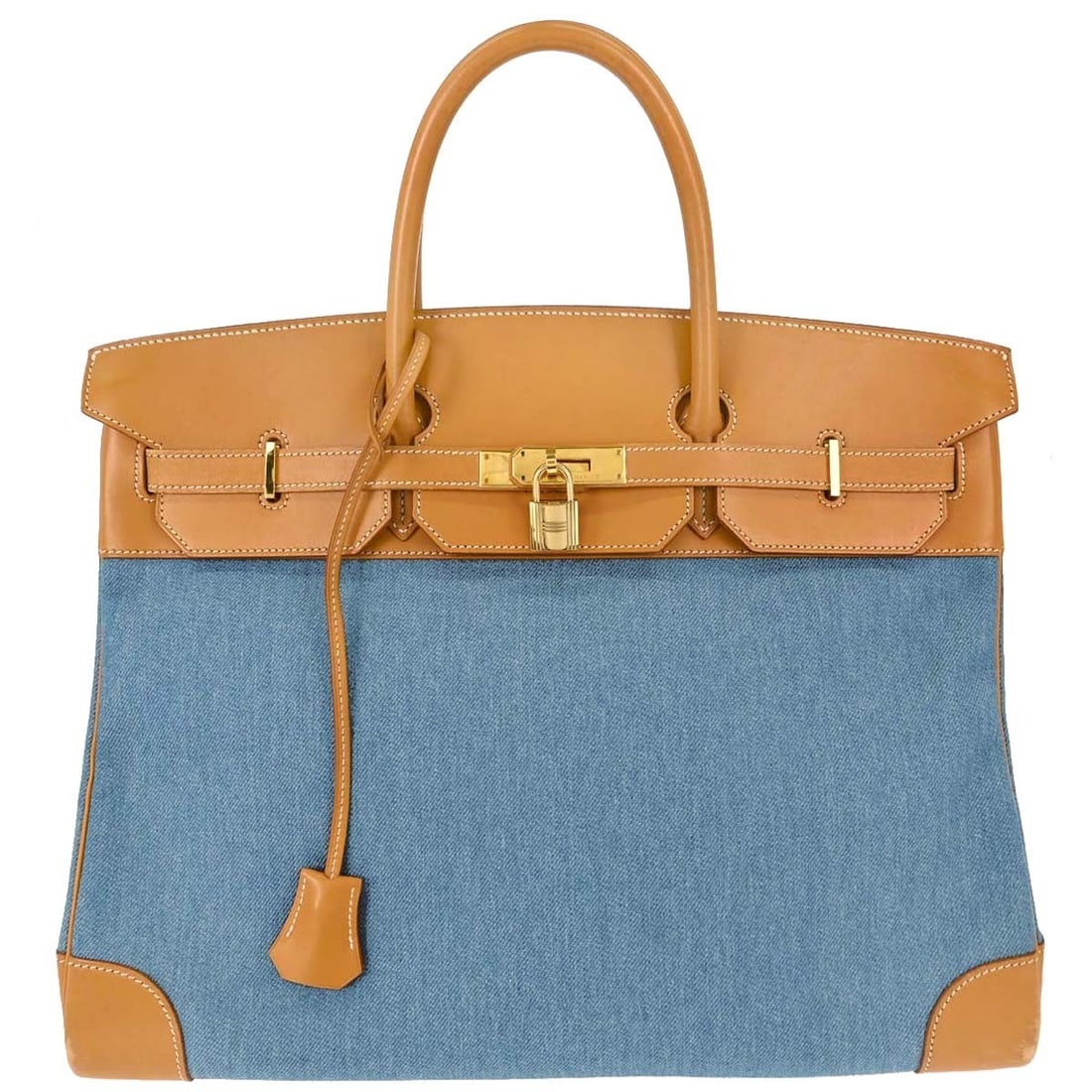Hermes Birkin 40 Blue Jean Toile Jean Vache Handbag (1 of 15)