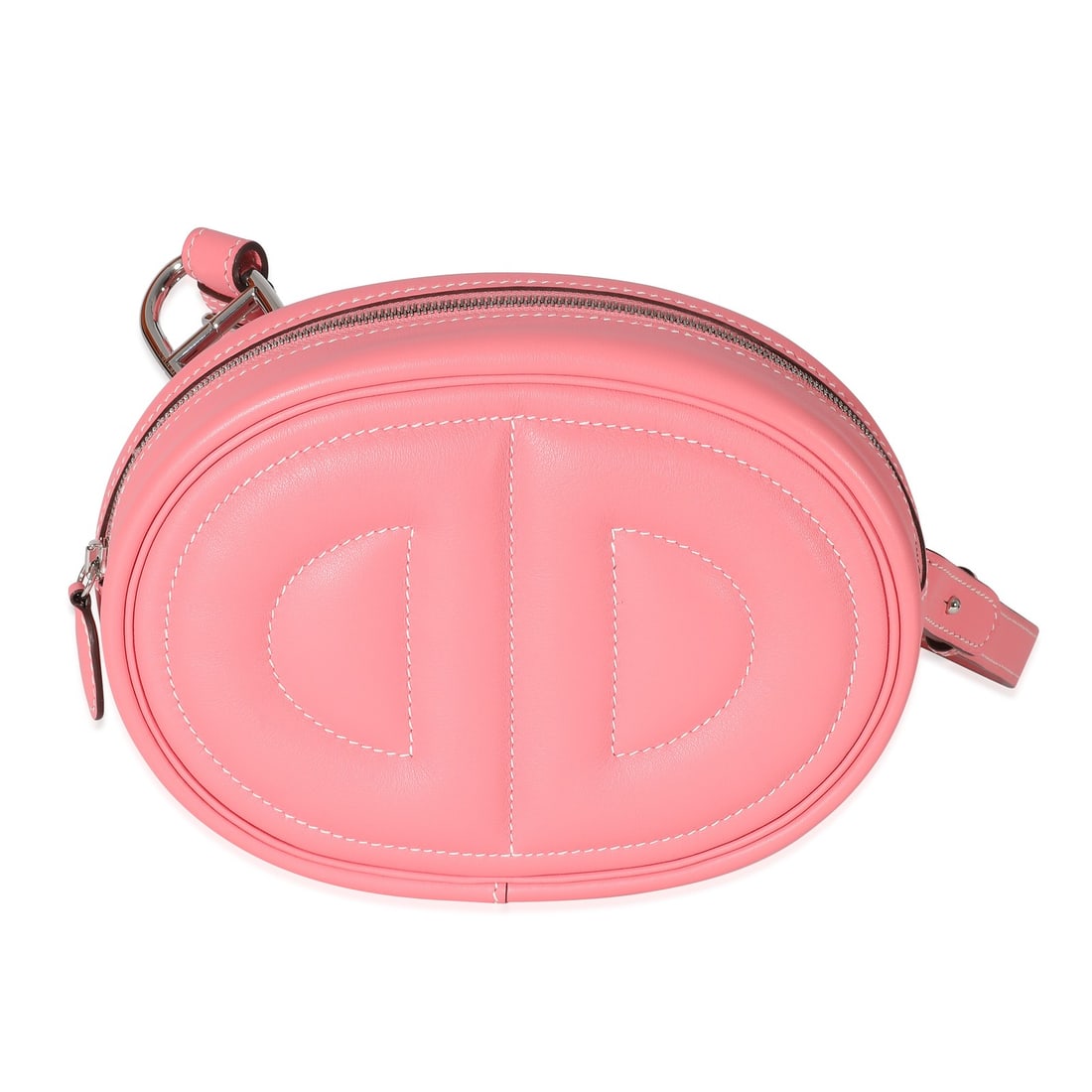 Hermes In-The-Loop Belt Bag Rose D'Ete Swift Verso: Hermes In-The-Loop Belt Bag Rose D'Ete Swift Verso Hermes In-The-Loop belt bag in Rose D'Ete Verso Swift leather with a zip-around closure and silver-tone hardware. This pre-owned unisex bag includes 