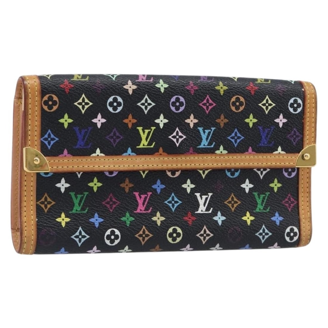 Louis Vuitton M92658 Porte Tresor Long Wallet Black Monogram Multicolor Canvas: Louis Vuitton M92658 Porte Tresor Long Wallet Black Monogram Multicolor Canvas Louis Vuitton Porte Tresor long wallet in black Monogram Multicolor canvas. This women's wallet was made in France and co