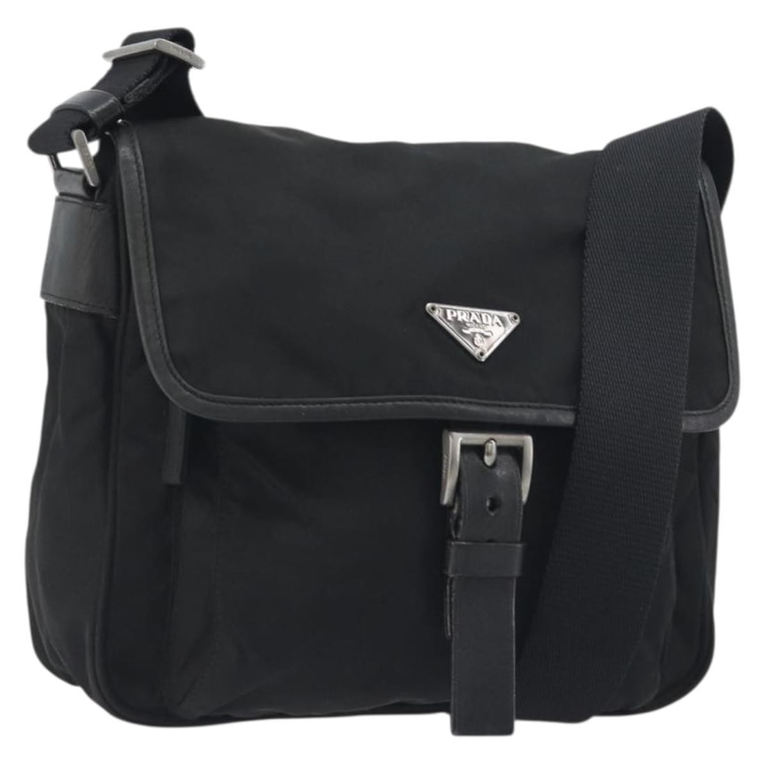 PRADA Black Nylon Shoulder Bag with Guarantee Card Silver Tone (1 of 18)