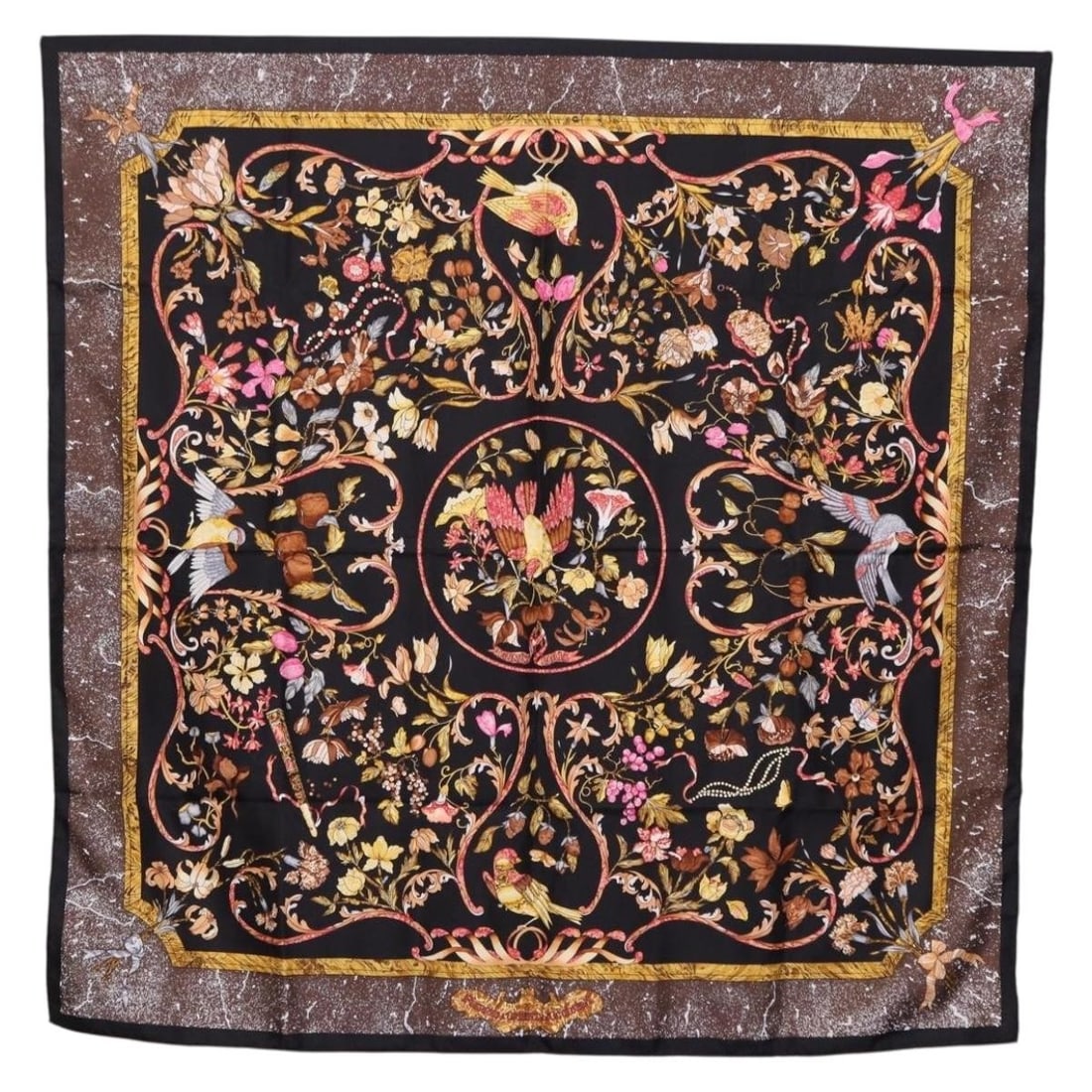 Hermes Carre 90 Silk Scarf PiERRES d' ORiENT et d' OCCiDENT Black Brown: Hermes Carre 90 Silk Scarf PiERRES d' ORiENT et d' OCCiDENT Black Brown Hermes Carre 90 "Pierres d'Orient et d'Occident" silk scarf in black and brown. This women's scarf is made in France and shows s