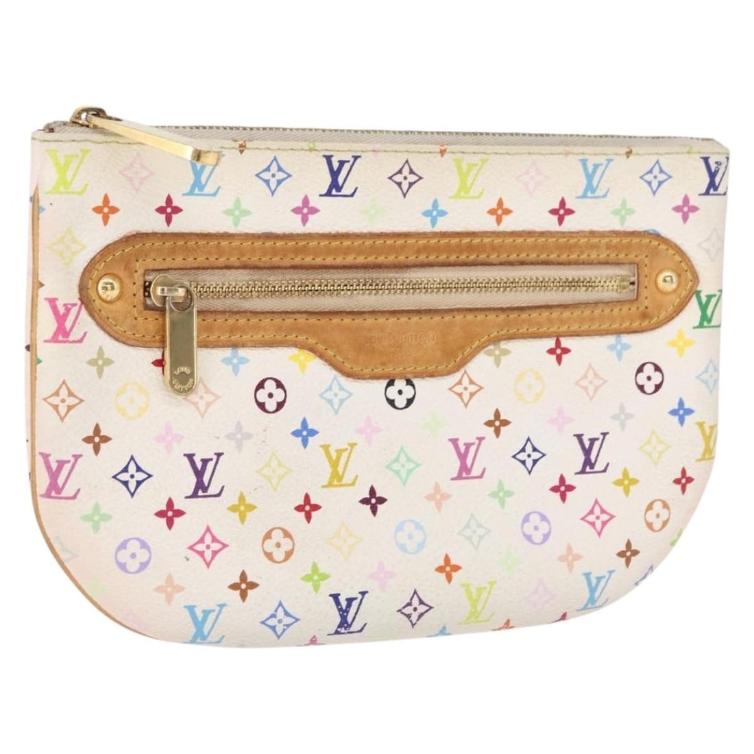 Louis Vuitton M60027 Monogram Multicolor Accessory Pouch White: Louis Vuitton M60027 Monogram Multicolor Accessory Pouch White Louis Vuitton Monogram Multicolor Pochette GM accessory pouch in white Monogram Multicolor canvas. Made in France, this women's pouch fea
