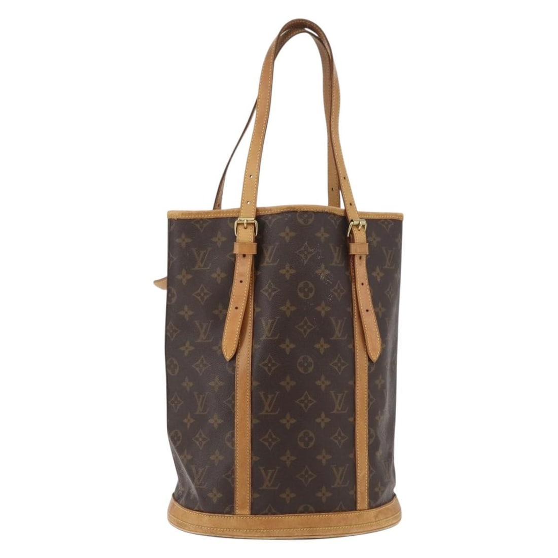 Louis Vuitton M42236 Bucket GM Monogram Canvas Shoulder Bag: Louis Vuitton M42236 Bucket GM Monogram Canvas Shoulder Bag Louis Vuitton Monogram Bucket GM shoulder bag in monogram canvas, made in France. This women's bag is a heavily used piece with notable wear