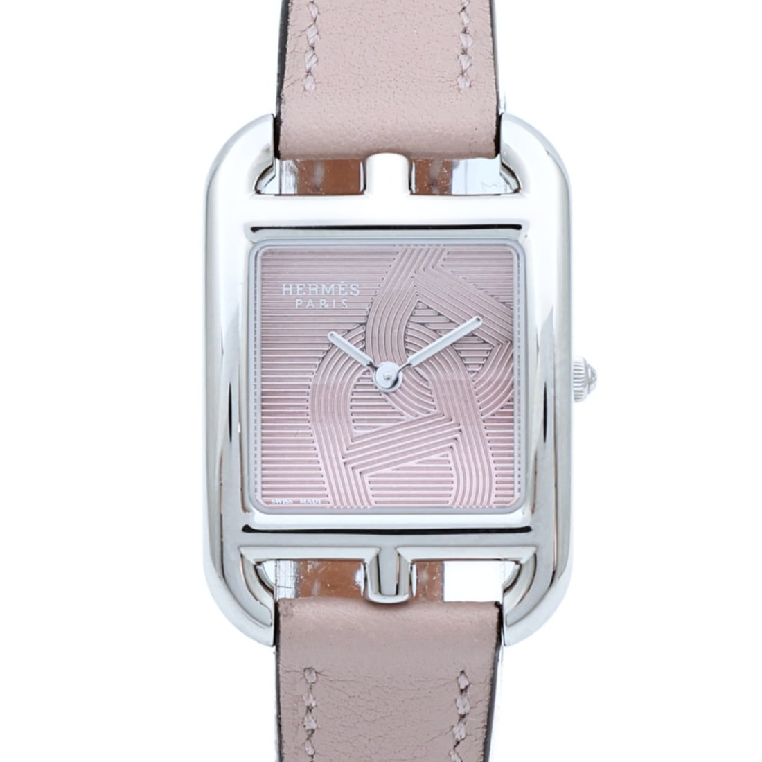 Hermes CC1.310 Cape Cod ladies quartz wristwatch in glycine pink: Hermes CC1.310 Cape Cod ladies quartz wristwatch in glycine pink Hermes Cape Cod CC1.310 women's quartz wristwatch with a stainless steel case and pink dial. The watch is presented in Glycine x Pink a