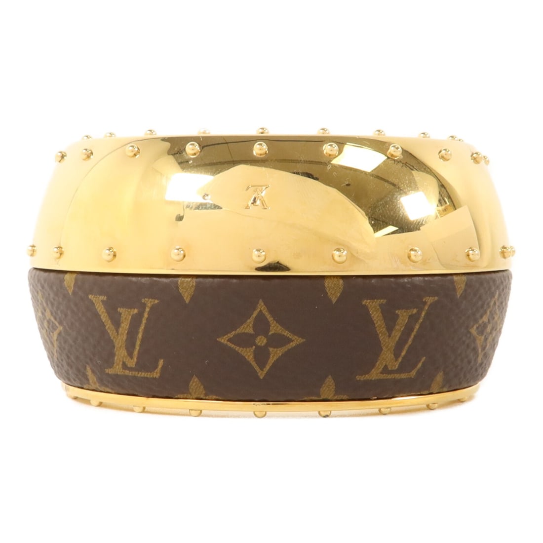 Louis Vuitton M64679 LV Wild Cuff Bangle Monogram Brown Gold Tone (1 of 9)