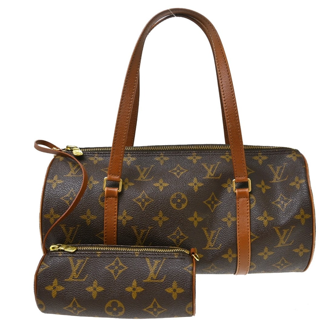 Louis Vuitton Papillon 30 Monogram Canvas Handbag with Pouch M51365: Louis Vuitton Papillon 30 Monogram Canvas Handbag with Pouch M51365 Vintage Louis Vuitton Papillon 30 handbag in brown Monogram canvas with leather double handles and a zip closure. This medium handba