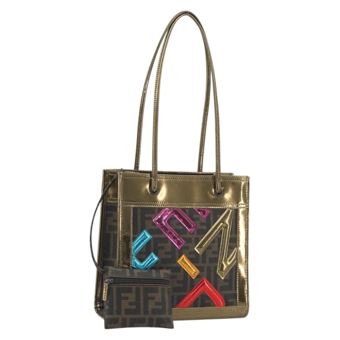 Fendi 8BH189 Zucca PVC Leather Tote Brown Gold Tone: Fendi 8BH189 Zucca PVC Leather Tote Brown Gold Tone Fendi Zucca tote bag in brown PVC leather with gold-tone accents. This women's tote is made in Italy and features the 8BH189 product line. It is off