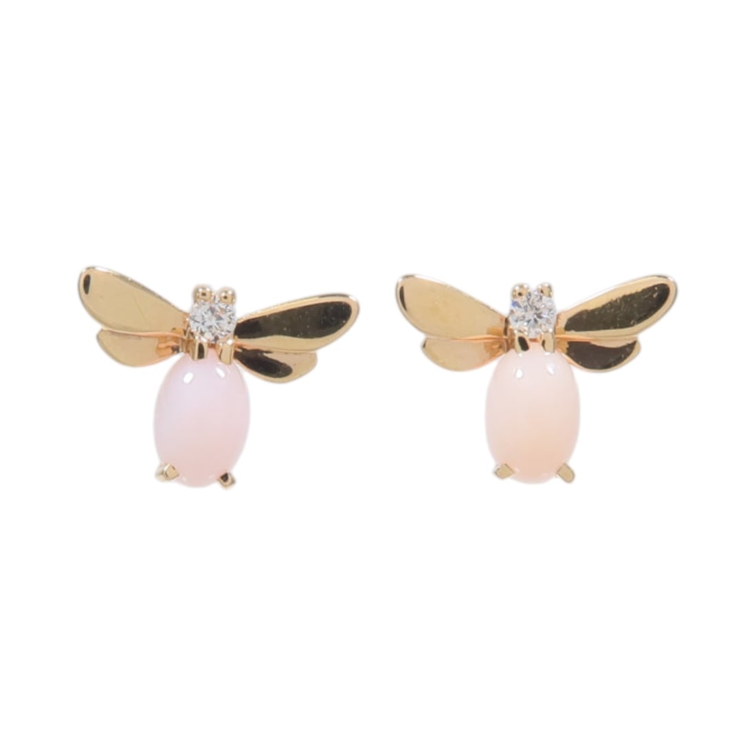 Chaumet 81411 Honeybee Pierced Earrings 18K Rose Gold Opal Diamond: Chaumet 81411 Honeybee Pierced Earrings 18K Rose Gold Opal Diamond Chaumet Honeybee pierced earrings crafted in 18K rose gold with opal and diamond accents. This women's pair features the Honeybee des