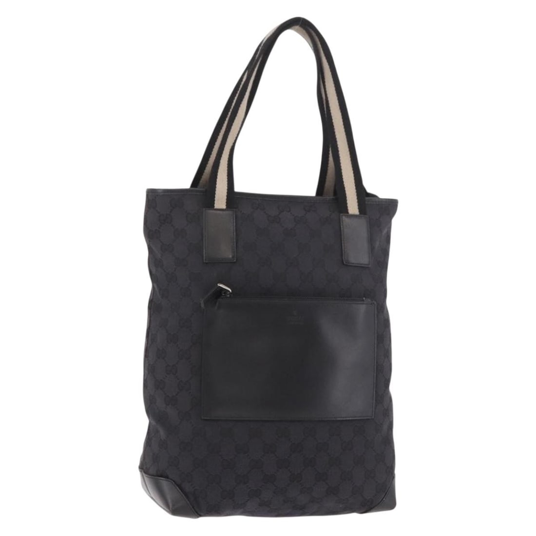 Gucci 019 0401 GG Canvas Tote Handbag Black Silver: Gucci 019 0401 GG Canvas Tote Handbag Black Silver Authentic Gucci GG Canvas Sherry Line tote bag in black and silver. This women's tote is made in Italy and features a structured everyday silhouette 