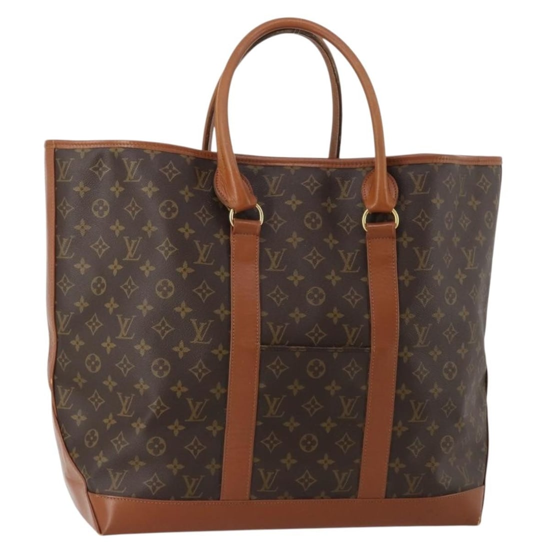 Louis Vuitton M42420 Sac Weekend GM Monogram Canvas Tote: Louis Vuitton M42420 Sac Weekend GM Monogram Canvas Tote Louis Vuitton Sac Weekend GM tote bag in Monogram canvas, made in France. This women's bag is a heavily used piece with visible wear throughout